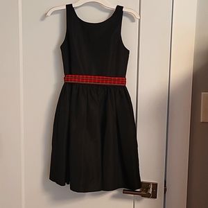 Polo- Ralph Lauren Girls formal Black dress with plaid red fabric belt- Size 10